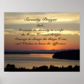 セレニティ祈りの言葉オレンジシースケープサンセットフォト ポスター (正面)
