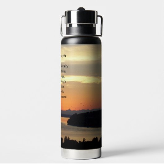 セレニティ祈りの言葉オレンジシースケープサンセット ウォーターボトル (背面)