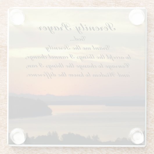 セレニティ祈りの言葉オレンジシースケープサンセット ガラスコースター (裏面)