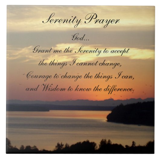 セレニティ祈りの言葉オレンジシースケープサンセット タイル (正面)