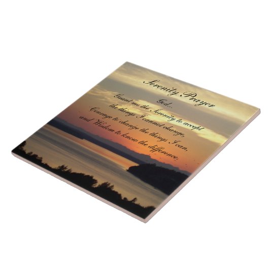 セレニティ祈りの言葉オレンジシースケープサンセット タイル (側面)