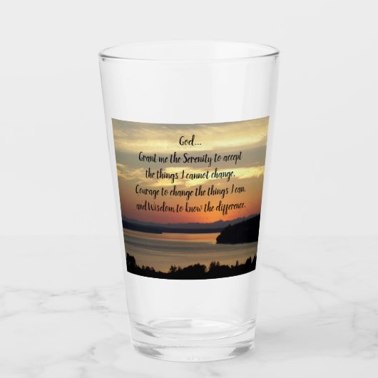 セレニティ祈りの言葉オレンジシースケープサンセット タンブラーグラス (正面)