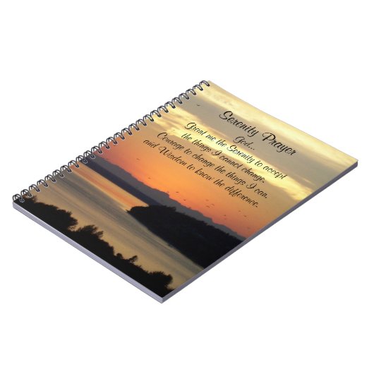 セレニティ祈りの言葉オレンジシースケープサンセット ノートブック (左側)