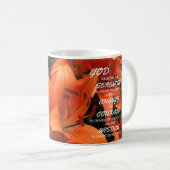 セレニティ祈りの言葉オレンジリリーフラワーフォトゴッド コーヒーマグカップ (正面右)