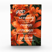 セレニティ祈りの言葉オレンジリリーフローラ写真 フォトブロック (正面)