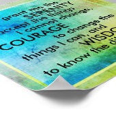 セレニティ祈りの言葉オンターコイズブルーとライムグリーン ポスター (角)