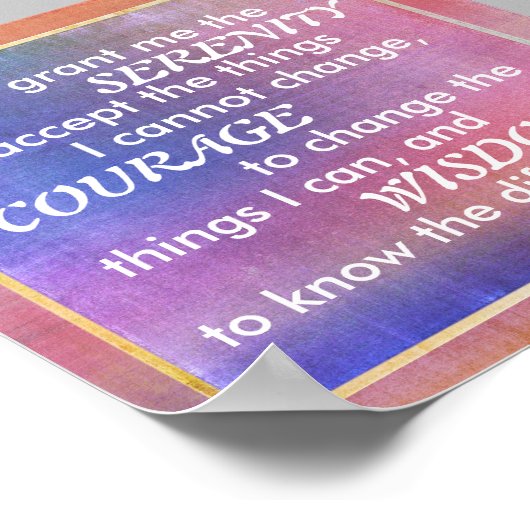 セレニティ祈りの言葉オン水色の紫と青 ポスター (角)