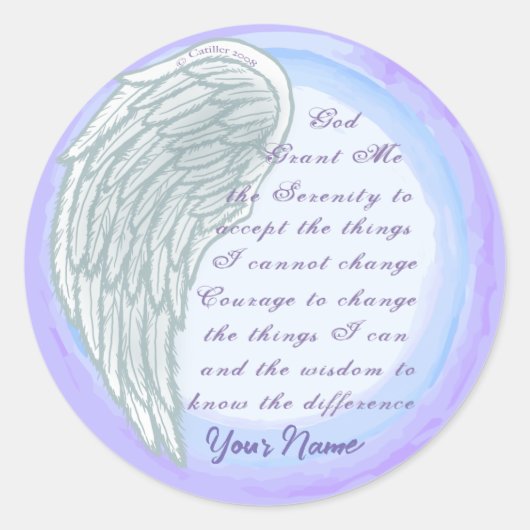 セレニティ祈りの言葉クリスチャンステッカー ラウンドシール (正面)