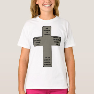 セレニティ祈りの言葉クロス引用文ガールズ Tシャツ
