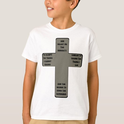 セレニティ祈りの言葉クロス引用文ボーイズ Tシャツ (正面)