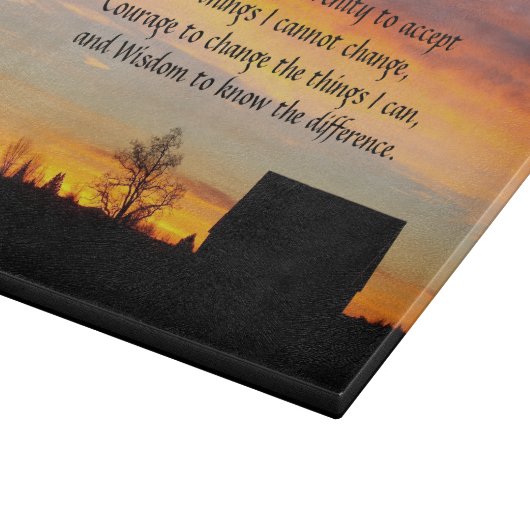 セレニティ祈りの言葉サンセットシルエットランドスケープ カッティングボード (角)