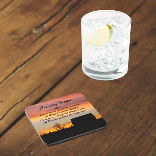 セレニティ祈りの言葉サンセットシルエットランドスケープ コースター