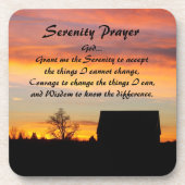 セレニティ祈りの言葉サンセットシルエットランドスケープ コースター (正面)