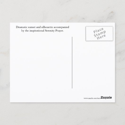 セレニティ祈りの言葉サンセットシルエットランドスケープ ポストカード (裏面)