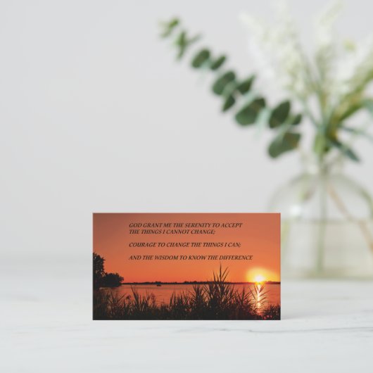 セレニティ祈りの言葉サンセット 名刺 (スタンド正面)