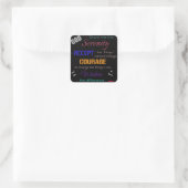 セレニティ祈りの言葉ステッカー、数々のブラックカラー スクエアシール (バッグ)