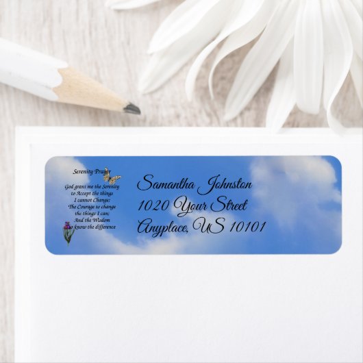 セレニティ祈りの言葉バタフライアド感動的レス ラベル (インサイチュ)
