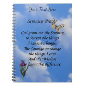 セレニティ祈りの言葉バタフライフラワー感動的 ノートブック (正面)