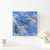 セレニティ祈りの言葉バタフライフラ感動的ワー スクエア壁時計 (ホーム)