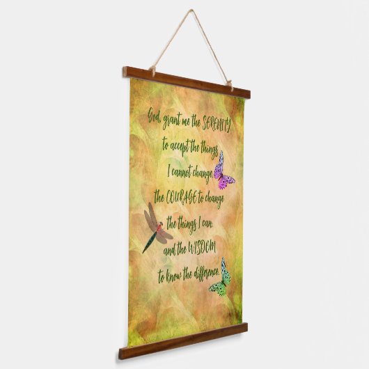 セレニティ祈りの言葉バタフ感動的ラ 吊り下げ型タペストリー (傾斜あり)