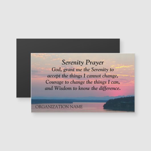 セレニティ祈りの言葉ピンクシースケープサンセットビジネスカード (正面/裏面)