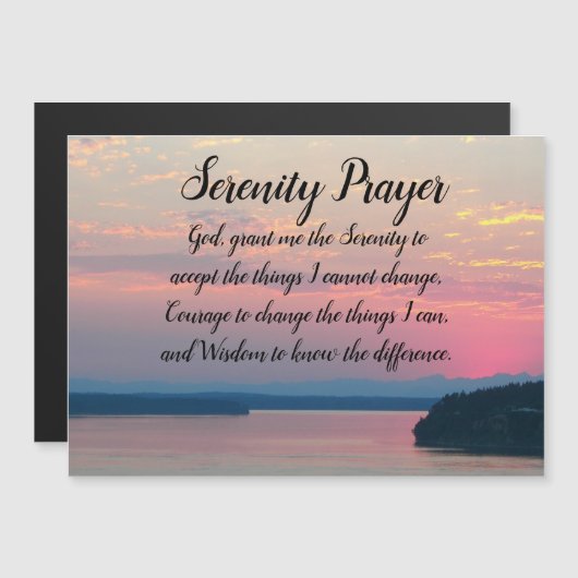 セレニティ祈りの言葉ピンクシースケープサンセットフォトマグネット (正面/裏面)