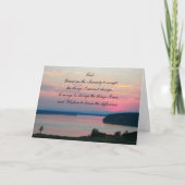 セレニティ祈りの言葉ピンクシースケープサンセットフォト空白の カード (正面)