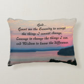 セレニティ祈りの言葉ピンクシースケープサンセットフォト アクセントクッション (正面)