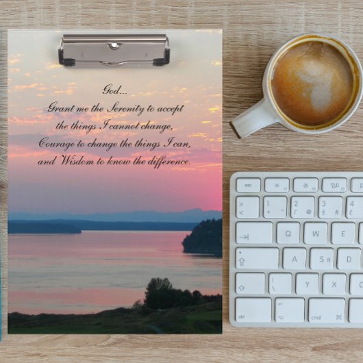 セレニティ祈りの言葉ピンクシースケープサンセット クリップボード