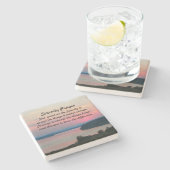 セレニティ祈りの言葉ピンクシースケープサンセット ストーンコースター (横)