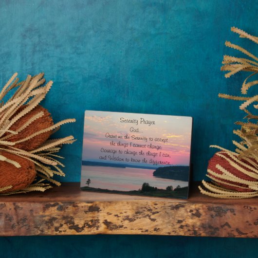 セレニティ祈りの言葉ピンクシースケープサンセット フォトプラーク (側面)