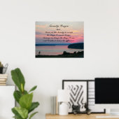 セレニティ祈りの言葉ピンクシースケープサンセット ポスター (ホームオフィス)