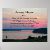セレニティ祈りの言葉ピンクシースケープサンセット ポスター (正面)