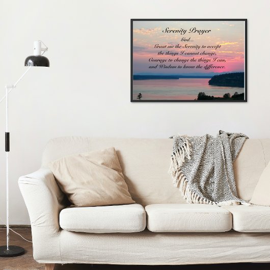 セレニティ祈りの言葉ピンクシースケープサンセット ポスター