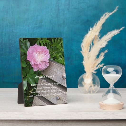 セレニティ祈りの言葉ピンク牡丹フローラ フォトプラーク (側面)