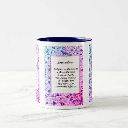 セレニティ祈りの言葉ピーコックカラー感動的 ツートーンマグカップ (中央)