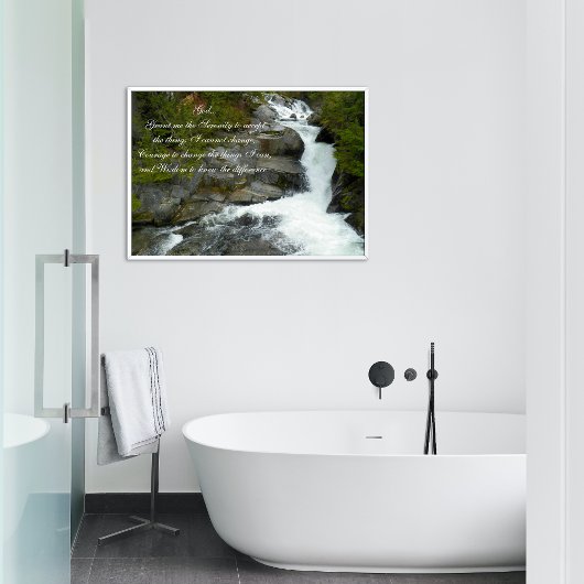 セレニティ祈りの言葉フォレストウォーターフォールドフォト ポスター