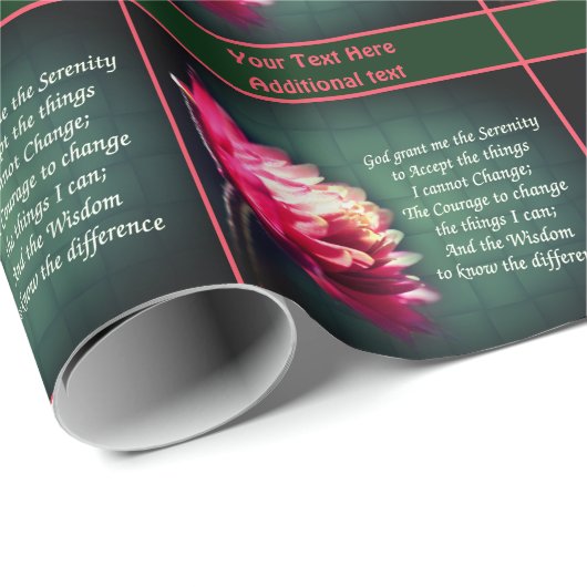 セレニティ祈りの言葉フラワー感動的パーソナライズされた ラッピングペーパー (ロールコーナー)