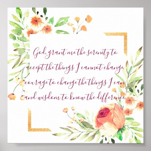 セレニティ祈りの言葉フローラポスター ポスター (正面)