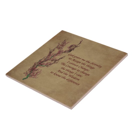 セレニティ祈りの言葉フローラ感動的引用文 タイル (側面)