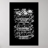 セレニティ祈りの言葉ブラック/ホワイト ポスター (正面)