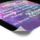 セレニティ祈りの言葉ブルーとパープルウォーターカラーアート ポスター (角)