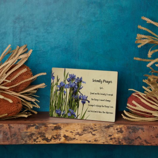 セレニティ祈りの言葉ブルーアイリスフローラ フォトプラーク (側面)