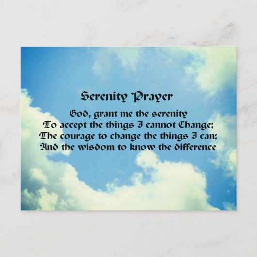 セレニティ祈りの言葉ブルースカイ感動的 ポストカード (正面)