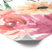 セレニティ祈りの言葉プリントと水彩の花 ポスター (角)