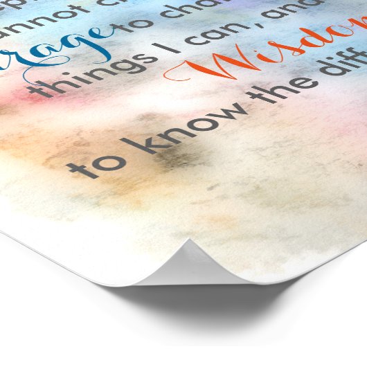 セレニティ祈りの言葉ポスター引用文オン水彩画 ポスター (角)