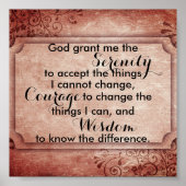 セレニティ祈りの言葉ポスター引用文ヴィンテージスタイル ポスター (正面)