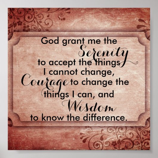セレニティ祈りの言葉ポスター引用文ヴィンテージスタイル ポスター (正面)