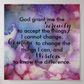 セレニティ祈りの言葉ポスター引用文抽象芸術水の色 ポスター (正面)