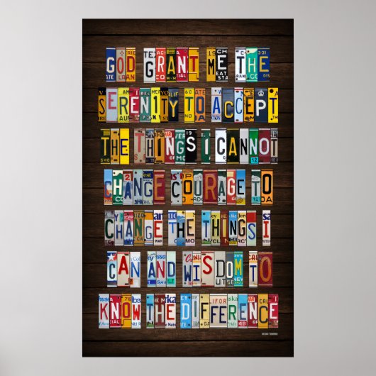 セレニティ祈りの言葉ライセンスプレートアート ポスター (正面)